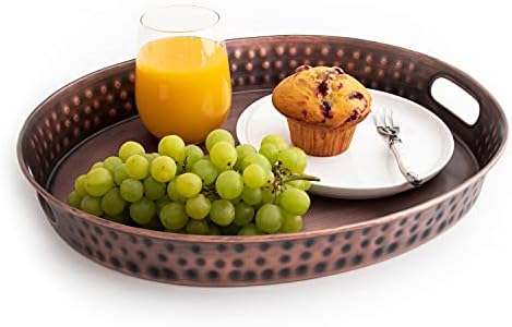 Monarch Abode Serving Tray with Handles 17 Inch Antique Copper