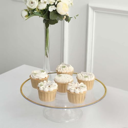 Efavormart 2 Pack Clear Gold Rim Plastic Cupcake Display Riser