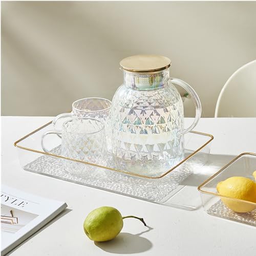 4 Pack Clear Serving Trays with Gold Rim
