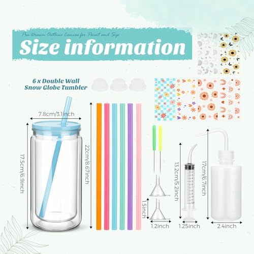 20 Pcs 6 Pack DIY Snow Globe Tumbler Kit