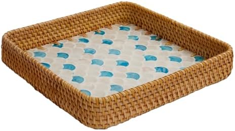 TEMUGODIE Rattan Decorative Serving Tray
