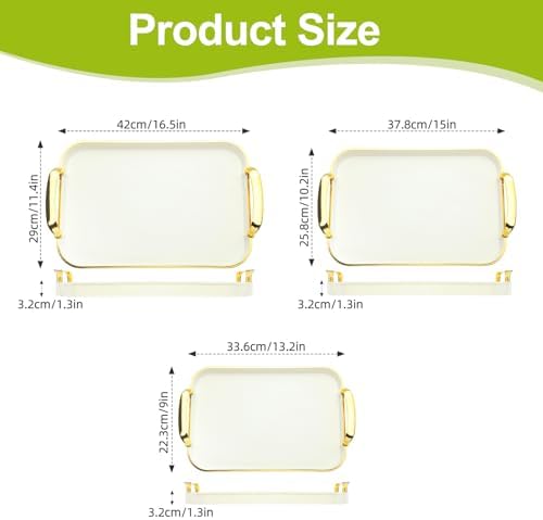 3 Pack Serving Trays with Handles Stackable Reusable Trays