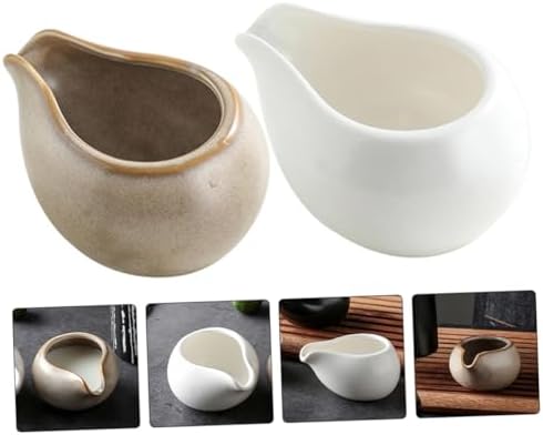 STOBAZA 2pcs Ceramic Milk Jars for Coffee Creamers and Syrup
