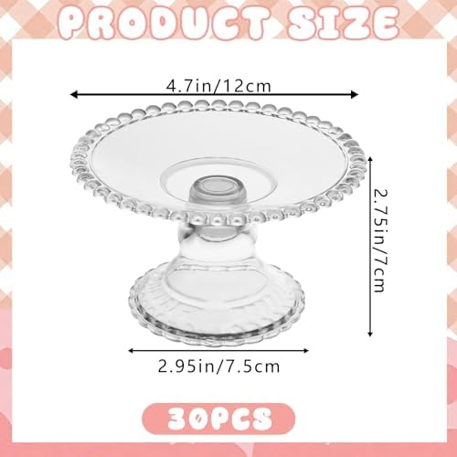 30 Pcs Clear Mini Cake Stand Set for Cupcakes and Desserts
