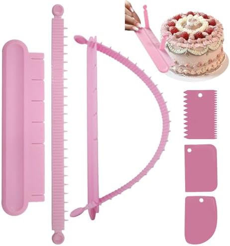 2 Pcs Flip Cake Arc Ruler with 3 Cake Scrapers Set