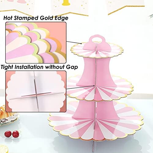 2 Pack Cardboard 3 Tier Cupcake Stand for Parties