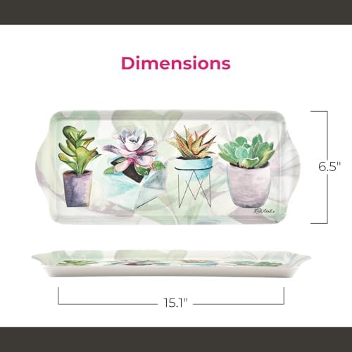 Pimpernel Succulents Rectangular Serving Tray with Handles