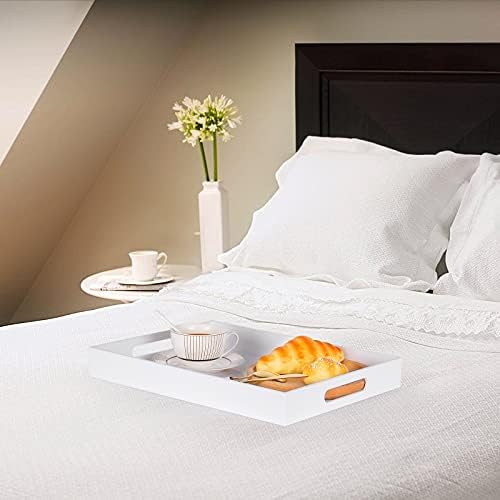 Modern Acrylic Ottoman Tray with Handles 11x14 Inch White