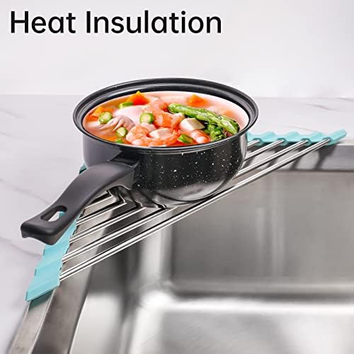 Tomorotec Green Triangle Roll-Up Dish Drying Rack for Sink