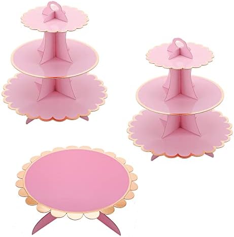 MRPAPA Pink Cupcake Cake Stand Tray 3-Tiered