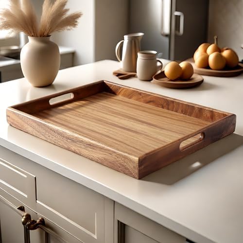 Walnut Wood Serving Tray with Handles - 157 Inches