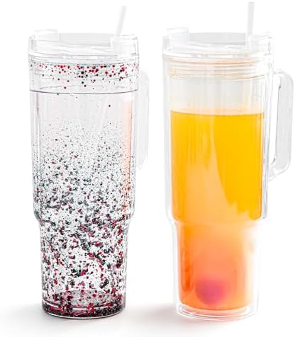 AGH 40 oz Snow Globe Tumbler with Handle 2 Pack
