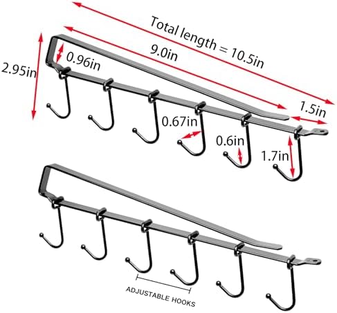 Xilaotou Mug Rack Under Cabinet - Coffee Cup Holder 2 Sets