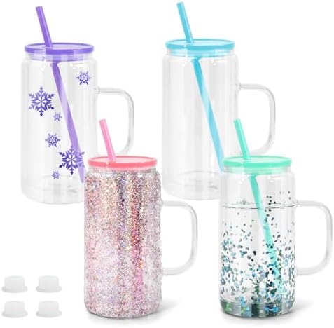 16 oz Snow Globe Tumbler with Handle 4 Pack 1