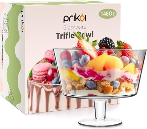 148oz Trifle Bowl with Pedestal Modern Glass Party Dessert Display Stand