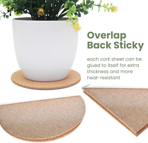 36 Pcs 2mm Thick Self-Adhesive Cork Sheets