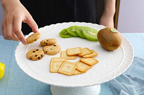 Jusalpha 12 Inches White Porcelain Cake Stand