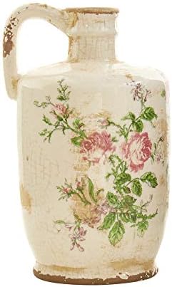 Nearly Natural 10-Inch Tuscan Ceramic Floral Pitcher