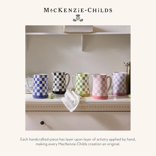Mackenzie-Childs Stoneware Pitcher with Spout 175 Quarts Green Check