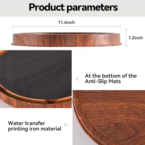 Lobolighting Round Decorative Serving Tray - Modern Farmhouse Style Handcrafted Metal