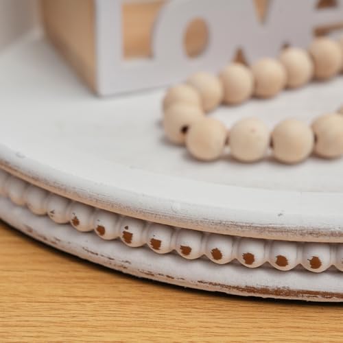 Romadedi Farmhouse Bead Round Wooden Candle Tray