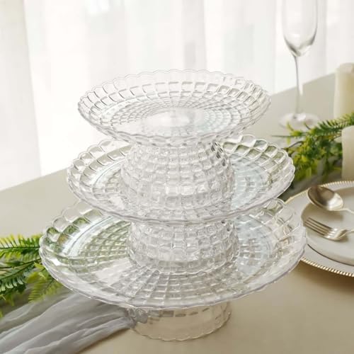 Tableclothsfactory Set of 3 Clear Pressed Plastic Cupcake Stands