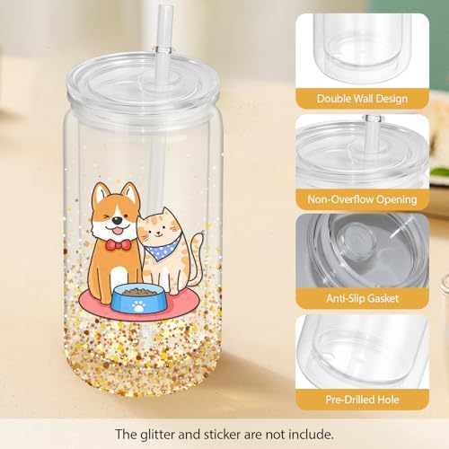 8PCS Plastic Snow Globe Tumblers with Pre Drilled Holes and Silicone Plugs
