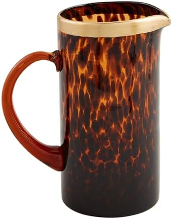 Mud Pie 47 oz Glass Tortoise Pitcher Brown