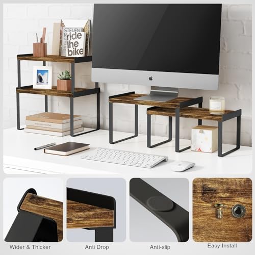 Goozii Cabinet Shelf Organizer Set of 4 Black