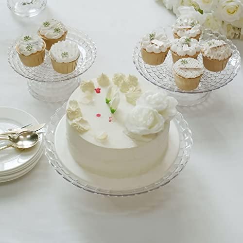 Tableclothsfactory Set of 3 Clear Pressed Plastic Cupcake Stands