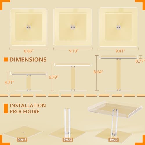 3 Piece Acrylic Cupcake Stand Set with Clear Serving Trays