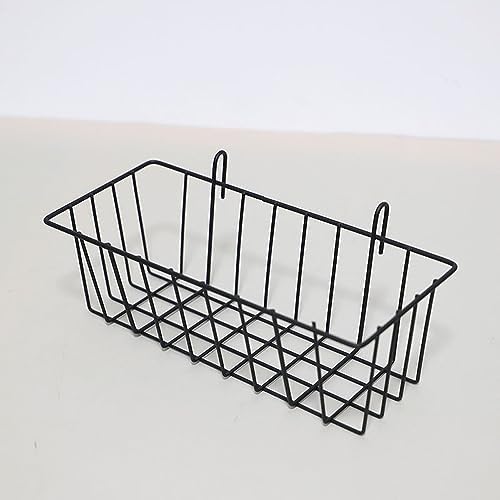 2 Pack Grid Panels Hanging Wire Basket Storage with Plastic Hooks
