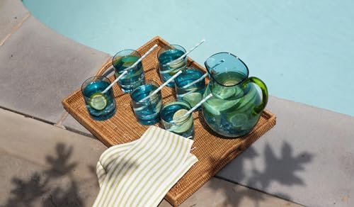 Caspari Acrylic Pitcher Turquoise Green Handle