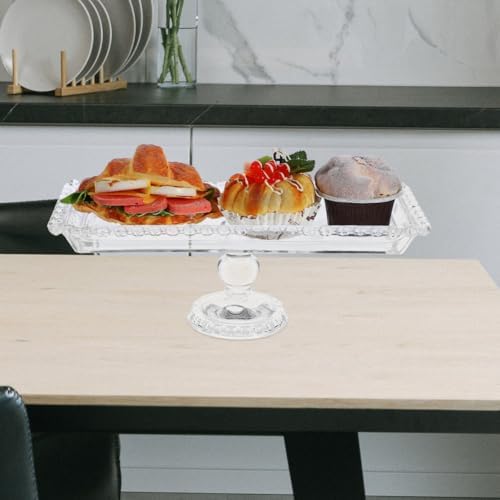 Ipetboom Wedding Dessert Serving Stand - Modern Crystal Glass Fruit Plate with Feet