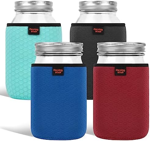 Desing Wish 32 Oz Mason Jar Neoprene Sleeve 4 Pack