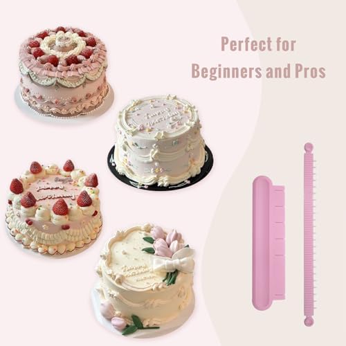 2 Pcs Flip Cake Arc Ruler with 3 Cake Scrapers Set