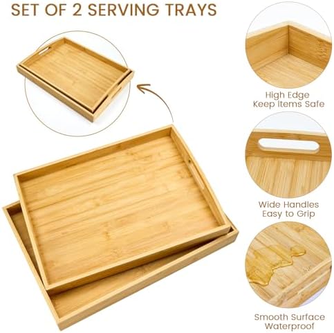 GOLD HONEY Bamboo Serving Tray Set of 2