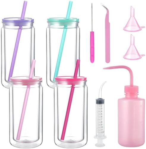 Sibosen 10 Pcs Snow Globe Tumbler Kit with Lid and Straw