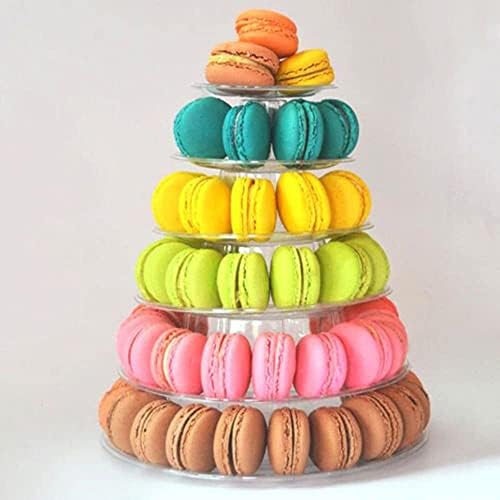 6 Tiers Adjustable Macaron Tower Stand Plastic Transparent Cake Holder Display Rack