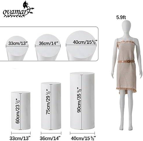 White Cylinder Display Stand for Parties 3pcs Set