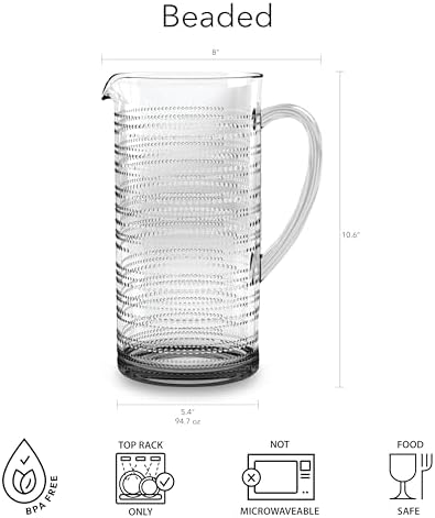 Beaded Beverage Pitcher Clear