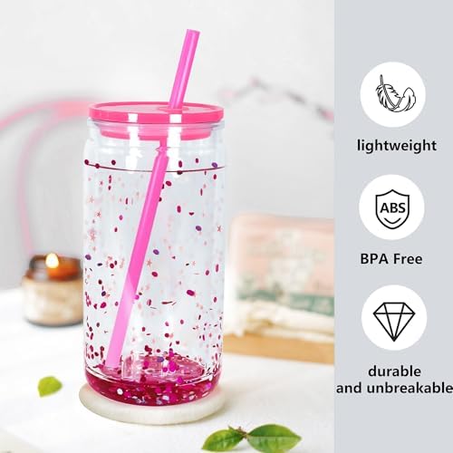 16 oz Acrylic Snow Globe Tumbler with Pre Drilled Hole 6 Pack
