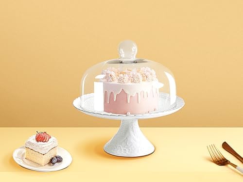Jusalpha 12 Inches White Porcelain Cake Stand