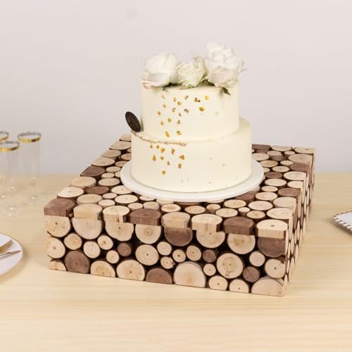 Efavormart Natural Wooden Cake Stand 18x18