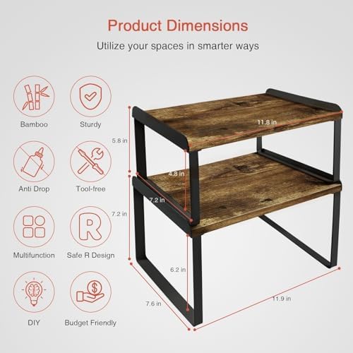 Goozii Cabinet Shelf Organizer Set of 4 Black