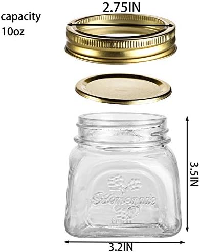 Cedilis 12 Pack 10OZ Airtight Mason Jars with Gold Lids