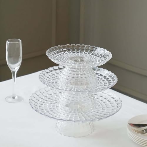 Tableclothsfactory Set of 3 Clear Pressed Plastic Cupcake Stands