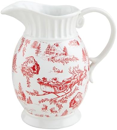 Mud Pie Toile Ceramic Pitcher 70 Oz