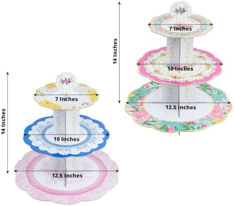 Efavormart 2 Pack 14 Inch 3 Tier Floral Cupcake Stand
