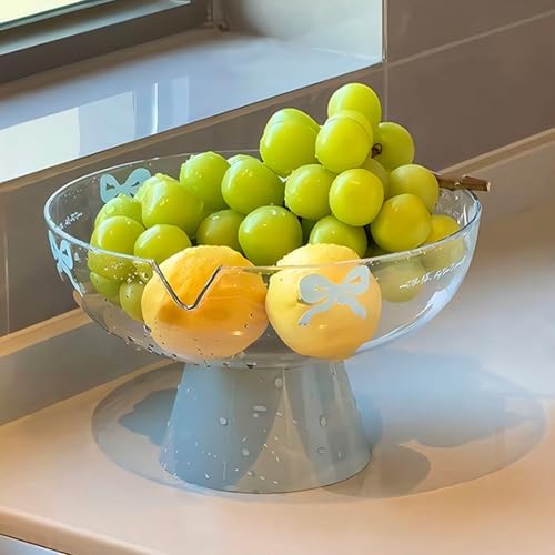 Befocus Pink Fruit Bowl with Drain Pedestal